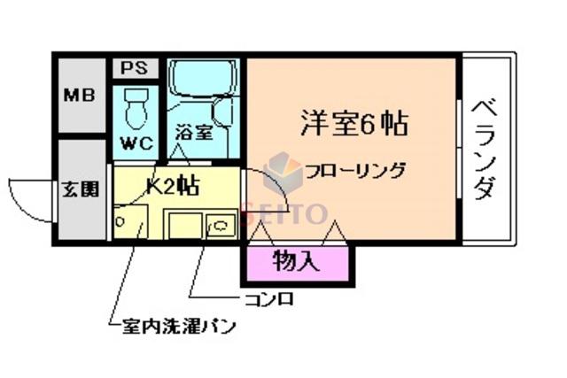 マンションスギヤマ(1K/2階)の間取り写真