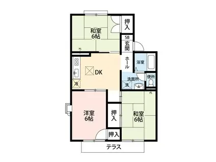 シャルムハイツ(3DK/1階)の間取り写真