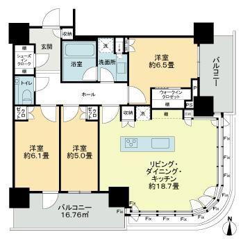 パークシティ中野ザタワー ブリーズ(3LDK/7階)の間取り写真