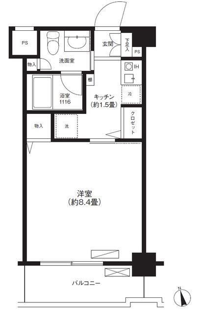 イトーピア仲町台(1K/5階)の間取り写真