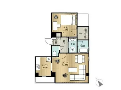 エルグランデ南麻布(1LDK/2階)の間取り写真