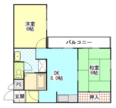 アルカデア10(2DK/1階)の間取り写真