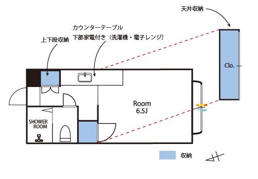 内見可能独立2F最上階ベルピア(1K/2階)の間取り写真