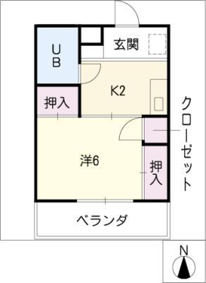 リバーサイドハイツ(1DK/1階)の間取り写真