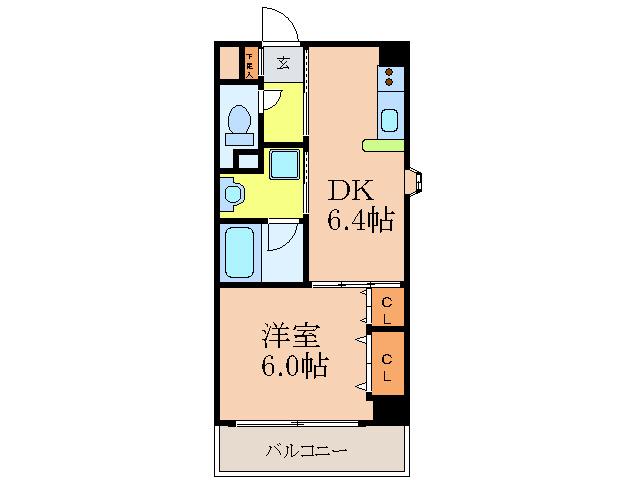イルシオンS三国(1DK/6階)の間取り写真