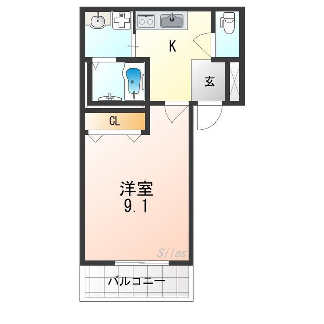フジパレス東花園ウエスト(1K/1階)の間取り写真