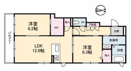 ウィステリア(2LDK/2階)の間取り写真