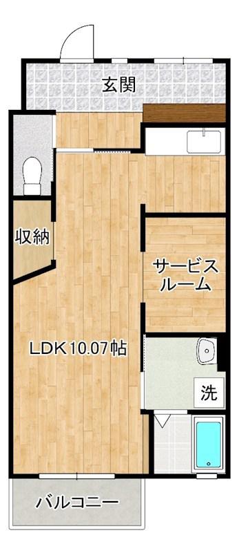 RIO CEREZO(1LDK/2階)の間取り写真