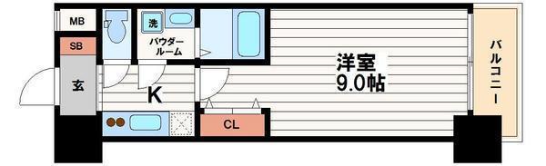 スプランディッド淀屋橋DUE(1K/4階)の間取り写真