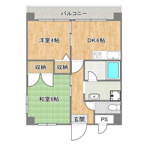 朝日プラザ上本町(2DK/7階)の間取り写真