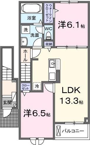 ヴィラ・ソレイユ II(2LDK/2階)の間取り写真