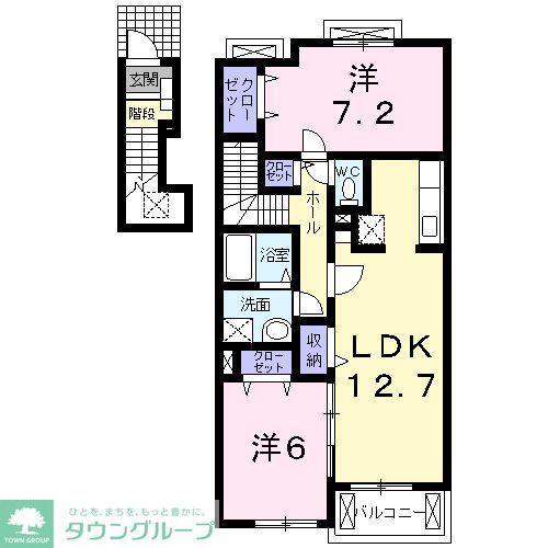 カーサ大井B(2LDK/2階)の間取り写真