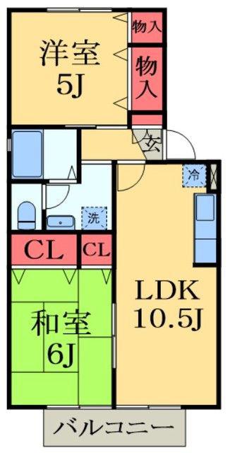 ドリームシティC(2LDK/2階)の間取り写真