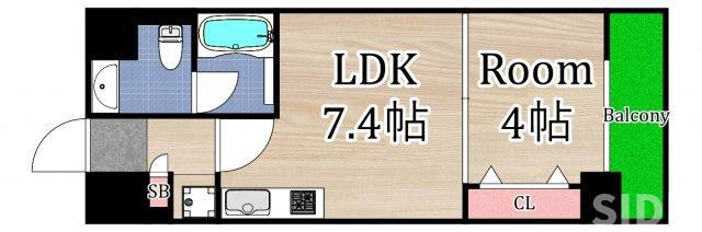 LA CASA京橋(1LDK/2階)の間取り写真