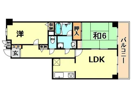デメテル高取台(2LDK/9階)の間取り写真