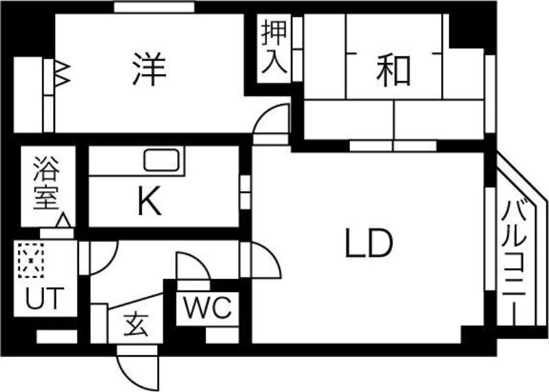 ピュアコート北33条(2LDK/8階)の間取り写真
