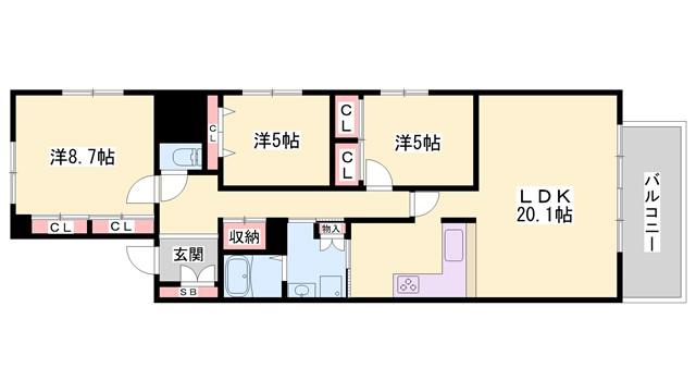 キャッスルコート東雲(3LDK/4階)の間取り写真