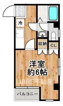 コーポエスワイ(1DK/6階)の間取り写真