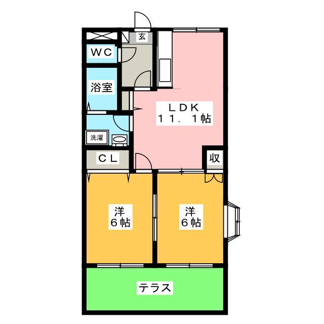 KANADEBITO(2LDK/1階)の間取り写真