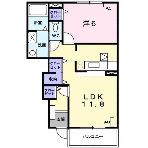 ターンベリー(1LDK/1階)の間取り写真