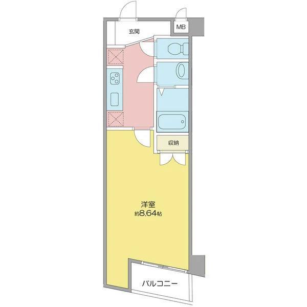 アビターレ豊前(1K/2階)の間取り写真