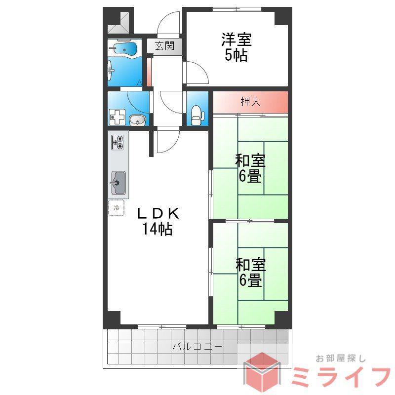 シャトレファミール(3LDK/3階)の間取り写真