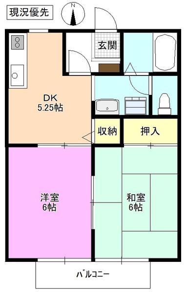 サンガーデンHIRABAYASHI(2DK/2階)の間取り写真