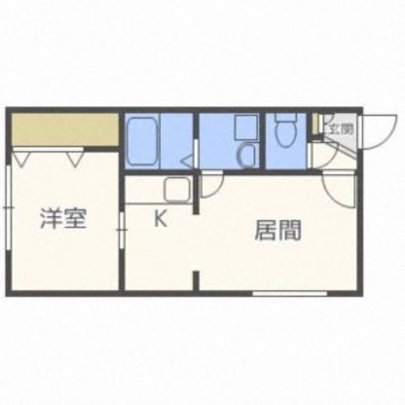 アウルの杜月寒西(1DK/2階)の間取り写真