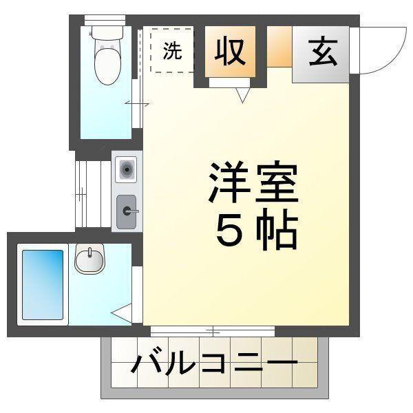 フラワーパレス(ワンルーム/1階)の間取り写真
