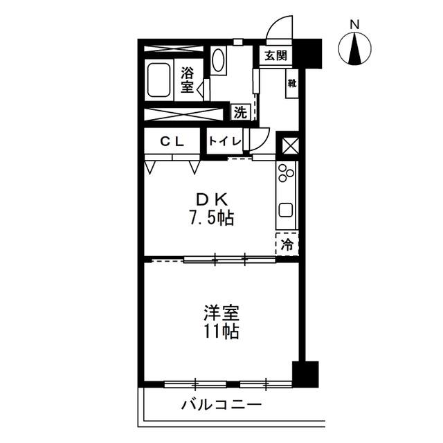 ニックハイム大森海岸(1DK/3階)の間取り写真