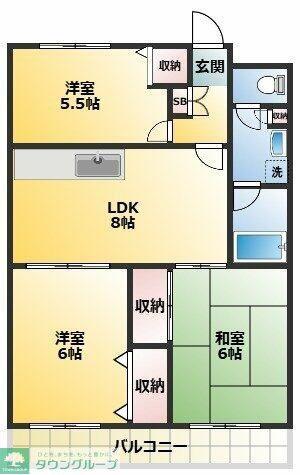 メゾンタカギ(3LDK/2階)の間取り写真