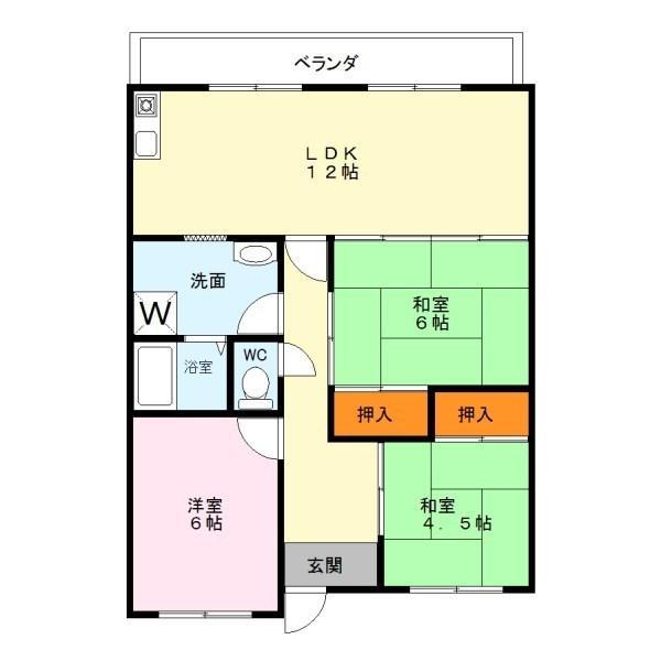 ヴィラ村崎(3LDK/5階)の間取り写真