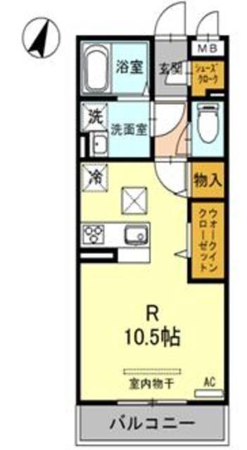 ルシエール氷川(ワンルーム/2階)の間取り写真