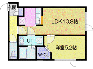レオニール岩見沢(1LDK/3階)の間取り写真