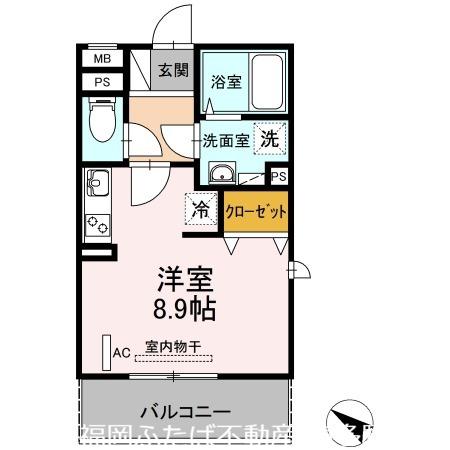 メゾンQ(1K/3階)の間取り写真