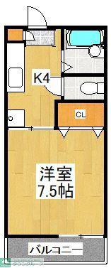 LIBERTY HOUSE A棟(1K/2階)の間取り写真