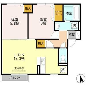 ピナスガーデンD棟(2LDK/2階)の間取り写真