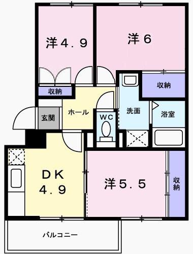 TSコスモス(3DK/3階)の間取り写真