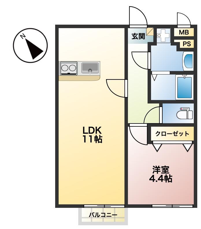 MIYABI(1LDK/3階)の間取り写真