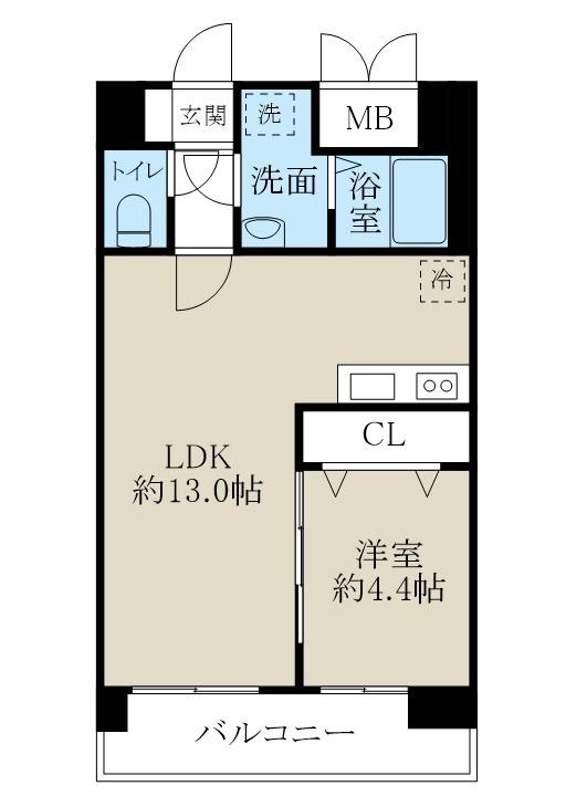 スカイオン本町(1LDK/8階)の間取り写真