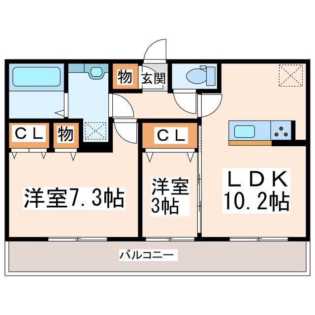 ピア・ハピネス(2LDK/3階)の間取り写真