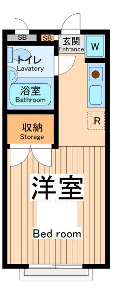 スカイコート矢部(1K/1階)の間取り写真