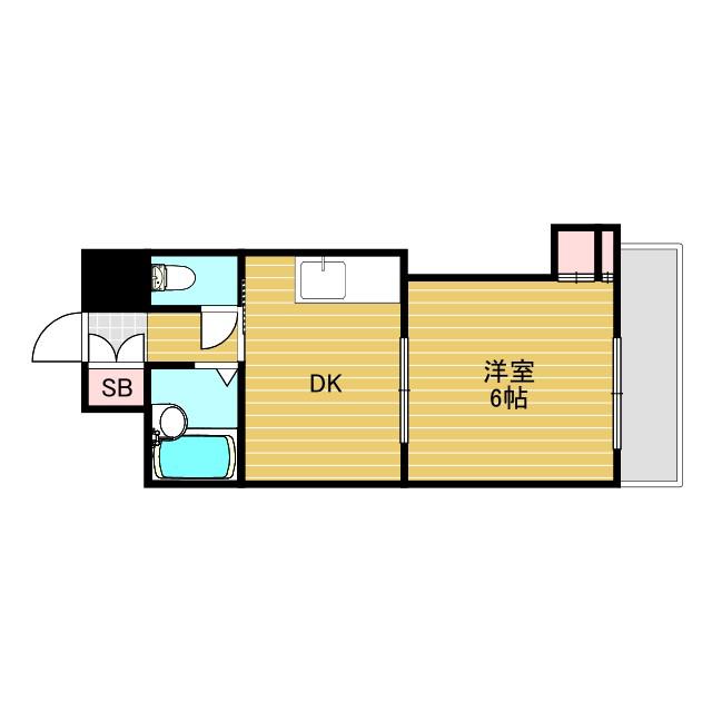ローズコーポ新大阪7(1DK/4階)の間取り写真
