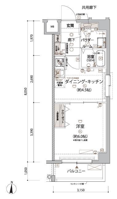 ARCOBALE KAMEIDOII(1DK/3階)の間取り写真