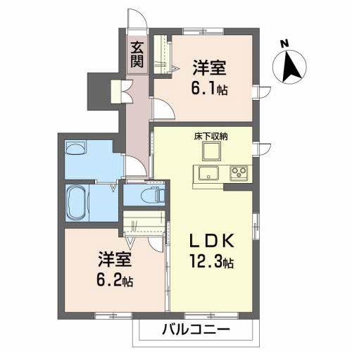 ラブリーライフ佐沼(2LDK/1階)の間取り写真