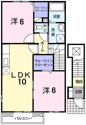 ボニートK III(2LDK/2階)の間取り写真