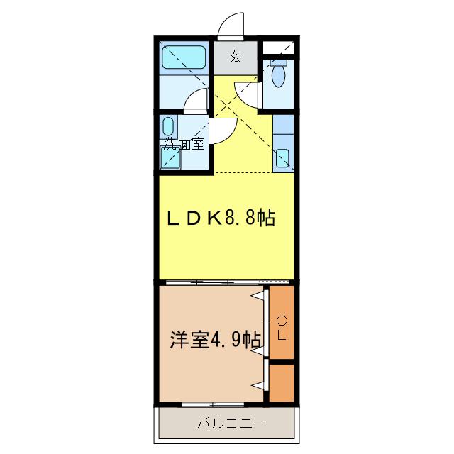 フローラ河内長野(1LDK/2階)の間取り写真