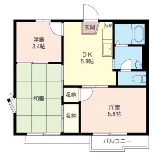 コートアザレアC(3DK/2階)の間取り写真