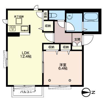 シャンテ(1LDK/1階)の間取り写真