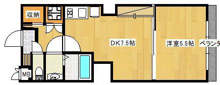 秀和番衆町レジデンス(1DK/8階)の間取り写真